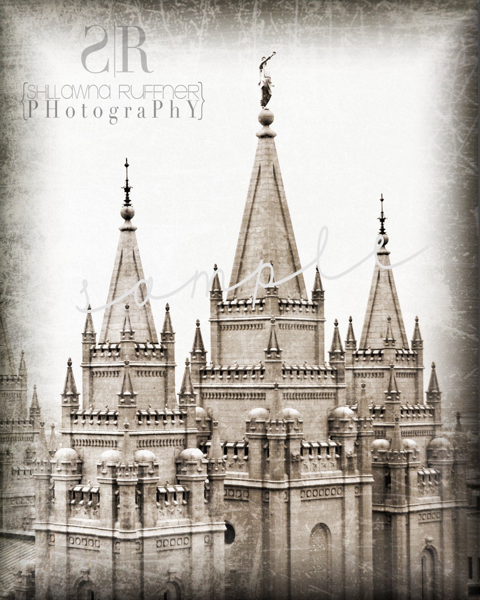 Vintage Salt Lake City Temple Spires Picture - 16"x20" - instant .jpeg download