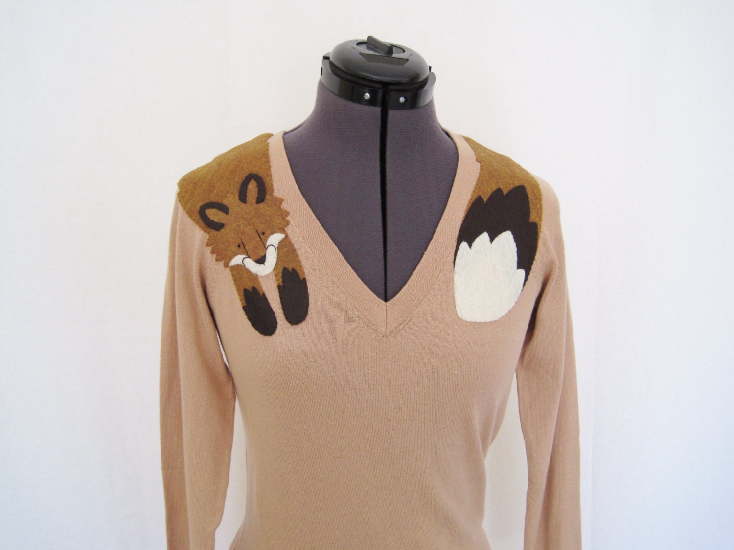 Wrapped Fox Sweater in Dusty Rose Pink