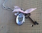 Soldered Heart Charm Necklace Key to my Heart