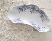 Vintage English Dish Vintage Bone Dish Blue and White Alfred Meakin China Shabby Cottage Chic Trinket Dish