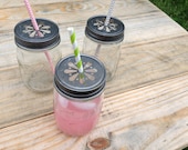 18 Daisy Cut Mason Jar Lids with Inserts for Candle making or Beverages