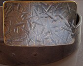 Women's Men's Belt Buckle Bronze Gold Stainless Steel Buckle Fits 1-1/2" Belt For Jeans Textured on Artist's Anvil