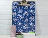 Papered Clipboard.  Letter size, Blue Flower