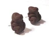 Chocolate Frog Stud Earrings - Harry Potter Jewelry - Honeydukes Candy - Handmade - Polymer Clay Food - Gifts Under 10, 15, 20, 25