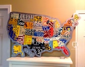 License Plate Map of the United States 48" x 32" USA - Silhouette Cut