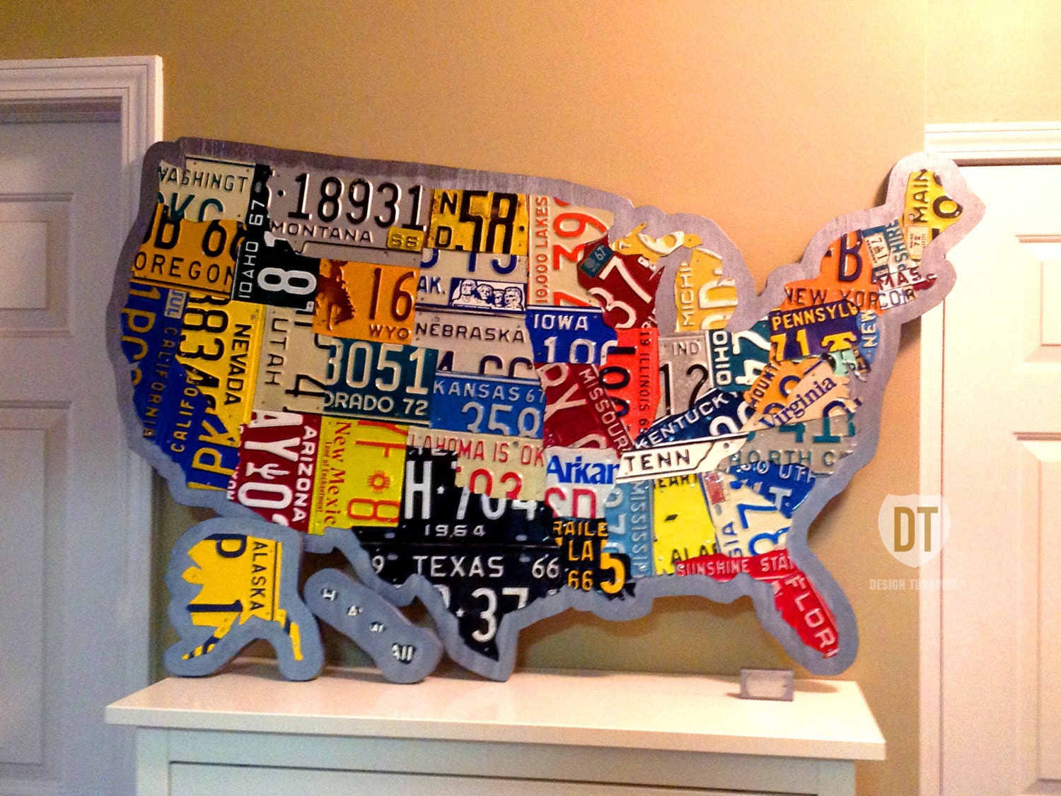 License Plate Map of the United States 48" x 32" USA - Silhouette Cut
