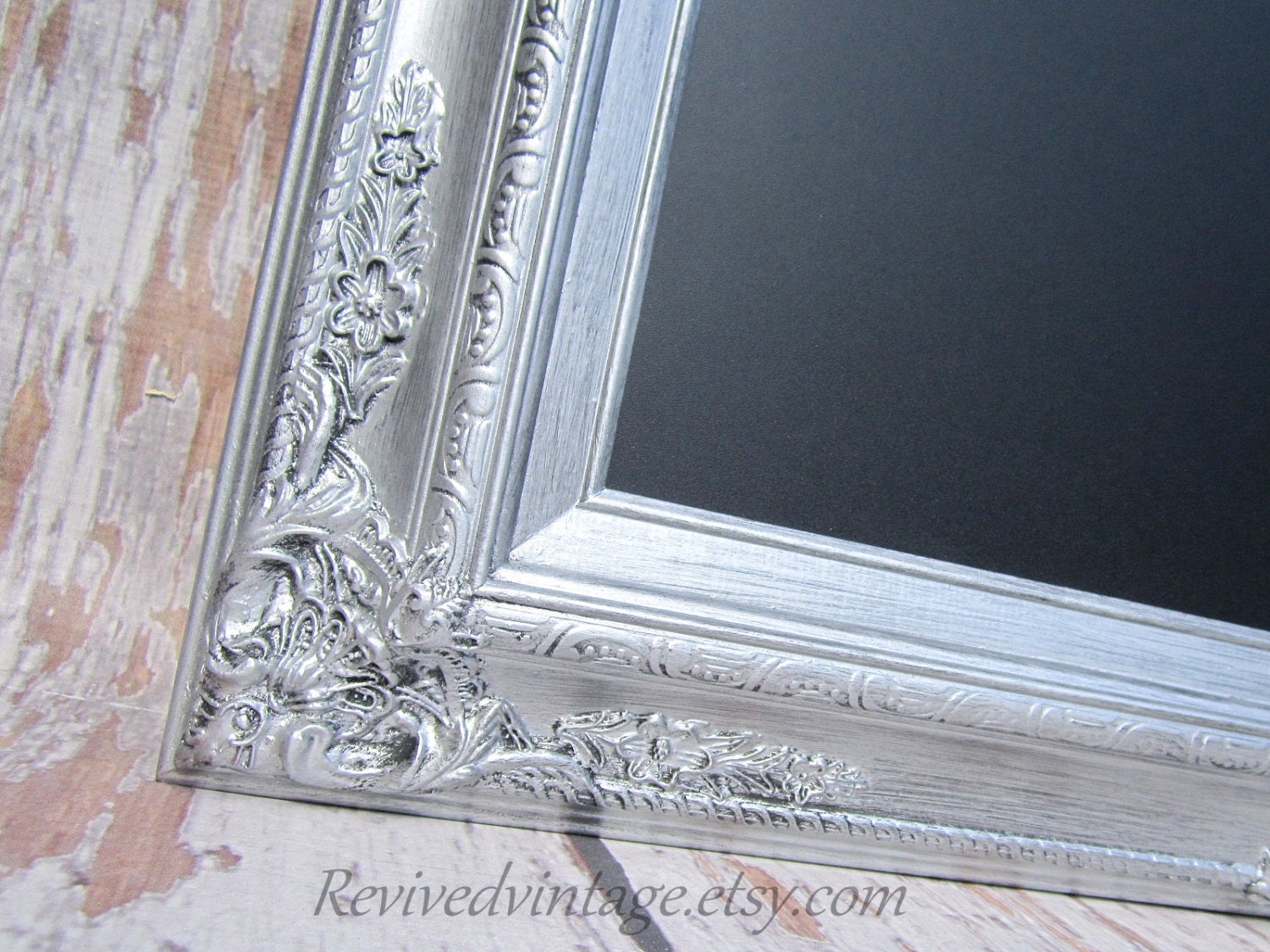 Large SILVER FRAMED CHALKBOARD Wedding Chalk board X Large Magnetic Framed Chalkboard 44"x32" Gray Grey Silver Wedding Menu Board