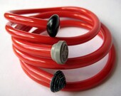 Statement Jewelry Vintage Knitting Needle Bracelets Fire Engine Red MEDIUM