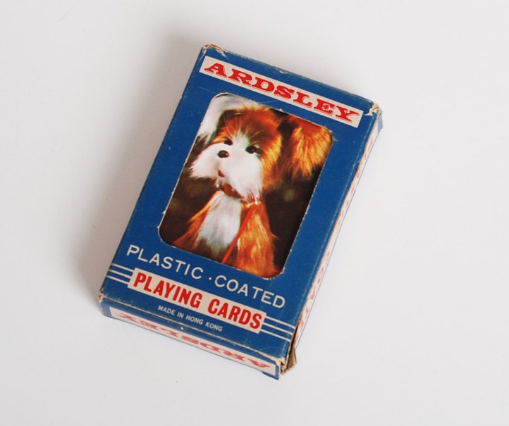 Vintage 60s Puppy Dog Playing Card Deck Bridge in Box