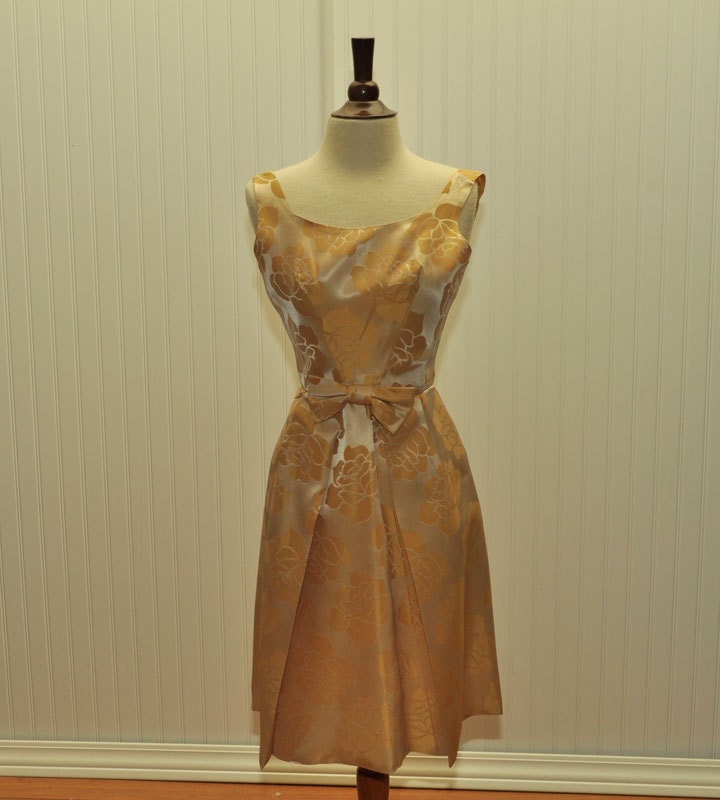 Vintage 1950 1960 Brocade Cocktail Dress