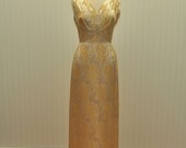 Vintage 1960 Gold Brocade Formal Two Piece Gown