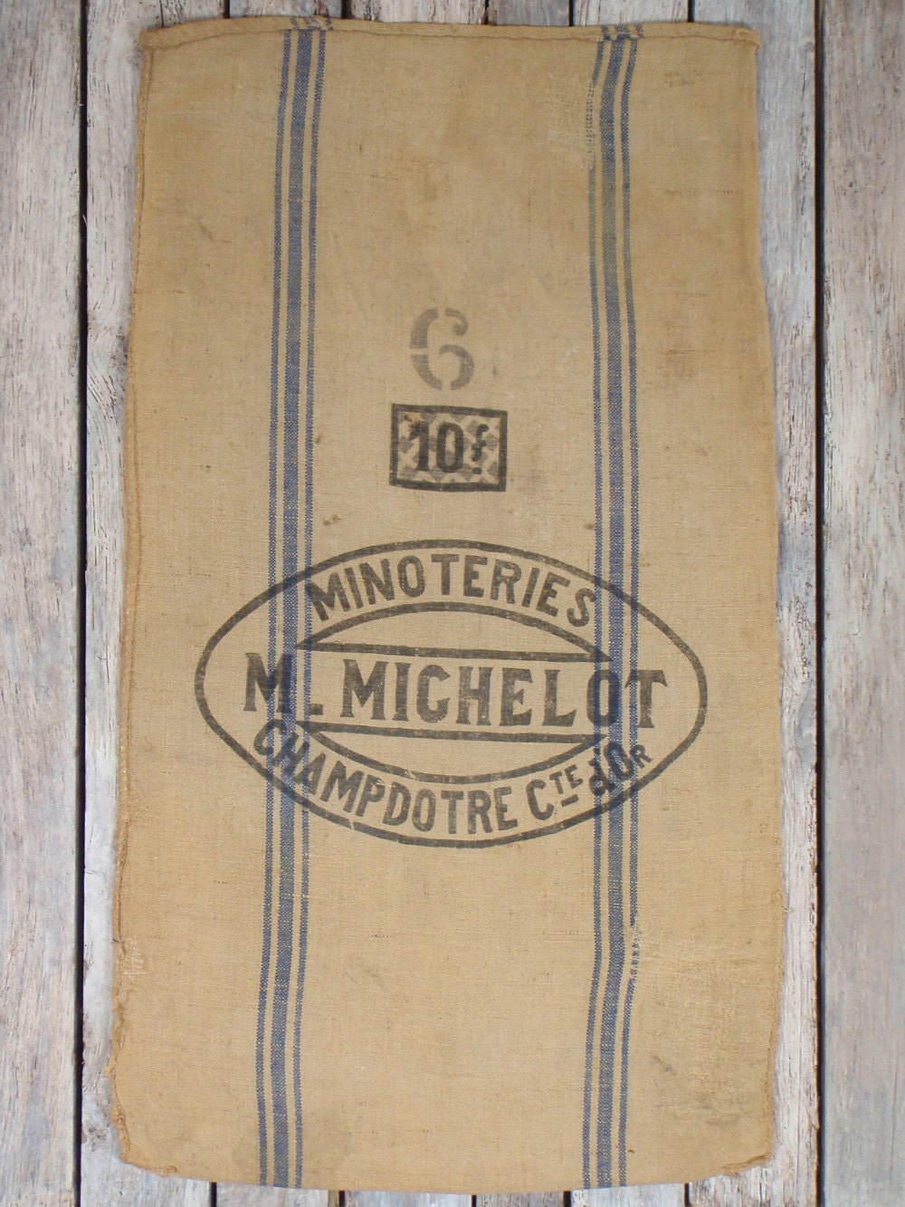 Vintage FRENCH Burlap GRAIN SACK Flour Bag