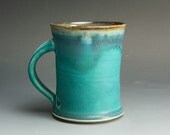 Handmade stoneware coffee mug or tea cup turquoise and blue - 1013