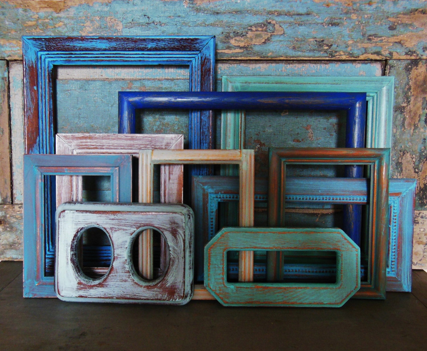 Picture Frame Gallery Seaside Shore Collection Turquoise Blues Set of 10