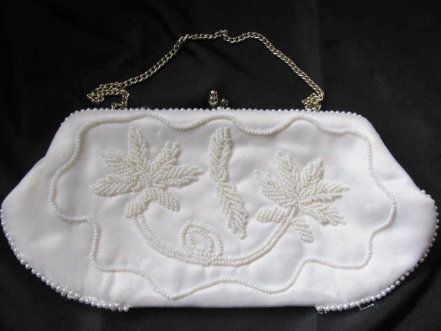 White Beaded Bridal Evening Bag