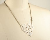 Custom Love Script Heart Tatted Lace Necklace