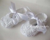 White baptism baby girls christening shoes ballet flat mary jane - Rosie