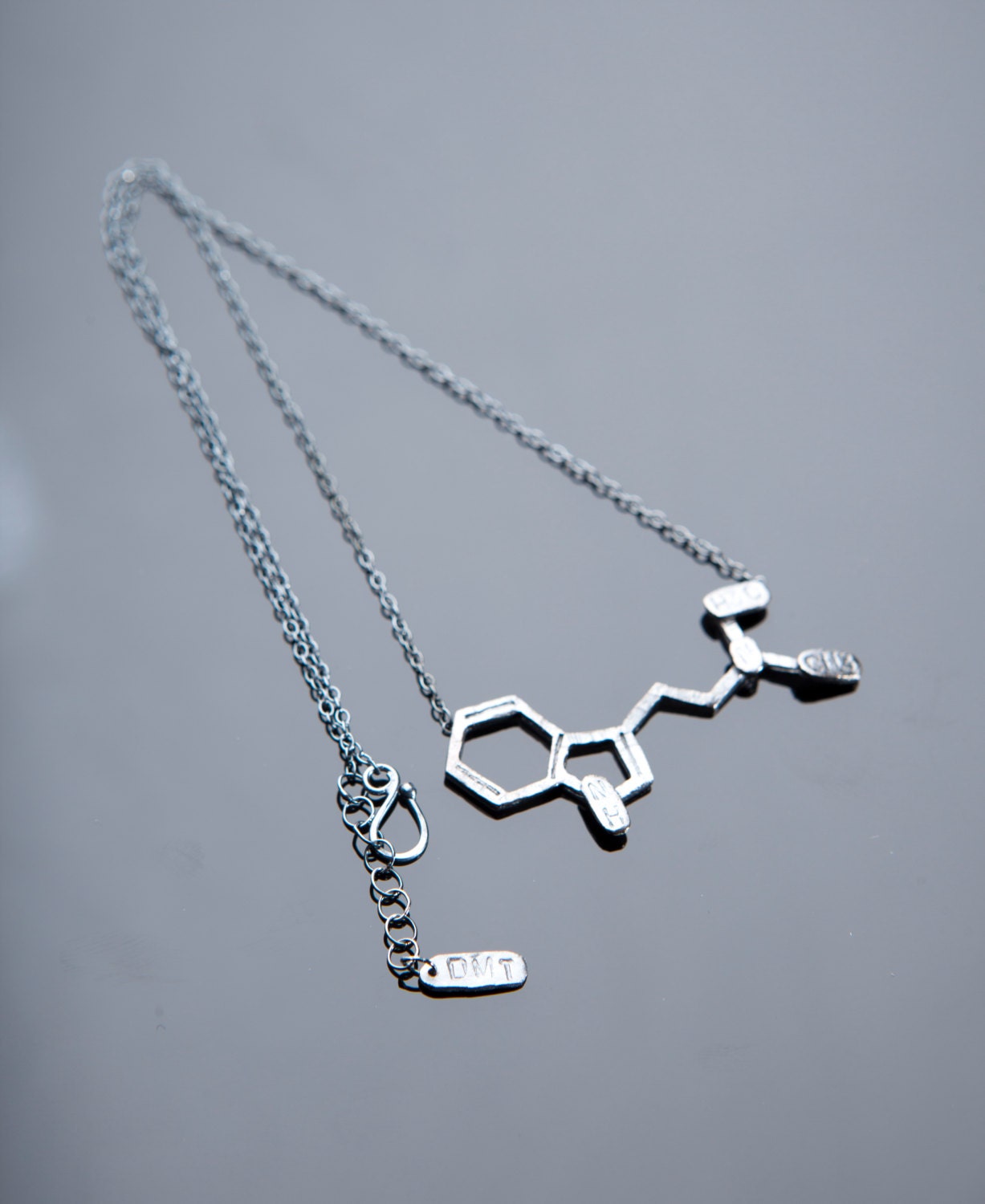 DMT Chemical Structure 16" Necklace in Sterling Silver