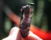 Blue and Pink with Purple Tip Tourmaline Crystal Point Specimen with Lepidolite and Albite