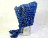 Preemie to Newborn Baby Pixie Elf Hat Knitted Baby Boy in Blue Brown and Tan Yarn MACHINE WASHABLE