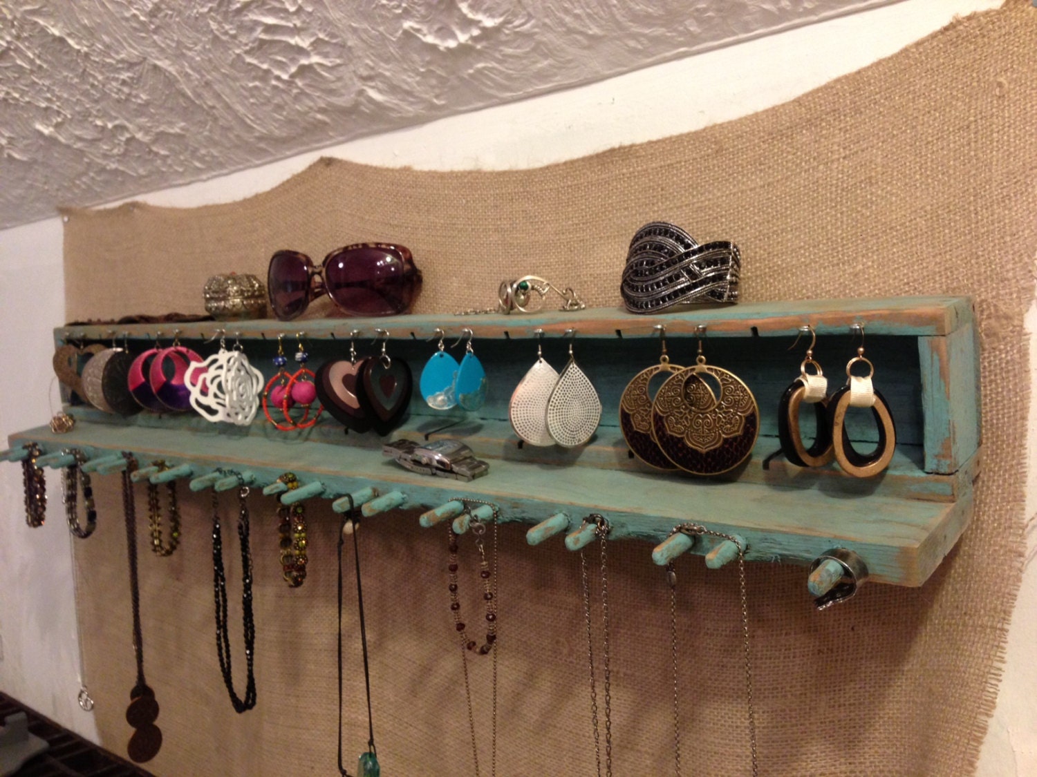 Upcycled Jewelry Organizing Display (Robin's Egg Blue Rack)