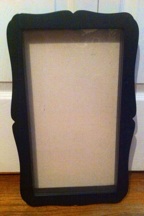 Vintage Shabby Chic Black Frame Photo Display w/ Glass Front Door