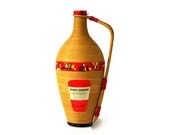 Vintage Wicker Bottle, Rattan Wrapped Wine Bottle,  Spanish Burgundy