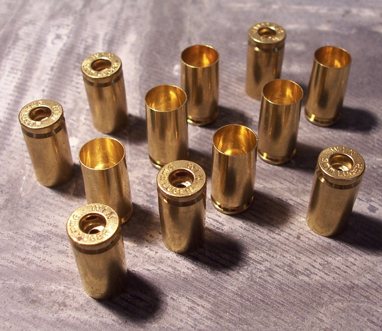 Bright BRASS Bullet Shell Casings Twelve (12) Unused Ammo BULLETS Empty Brass Rounds Brand New Bullet Cases Art Jewelry Supply Destash (Y62)