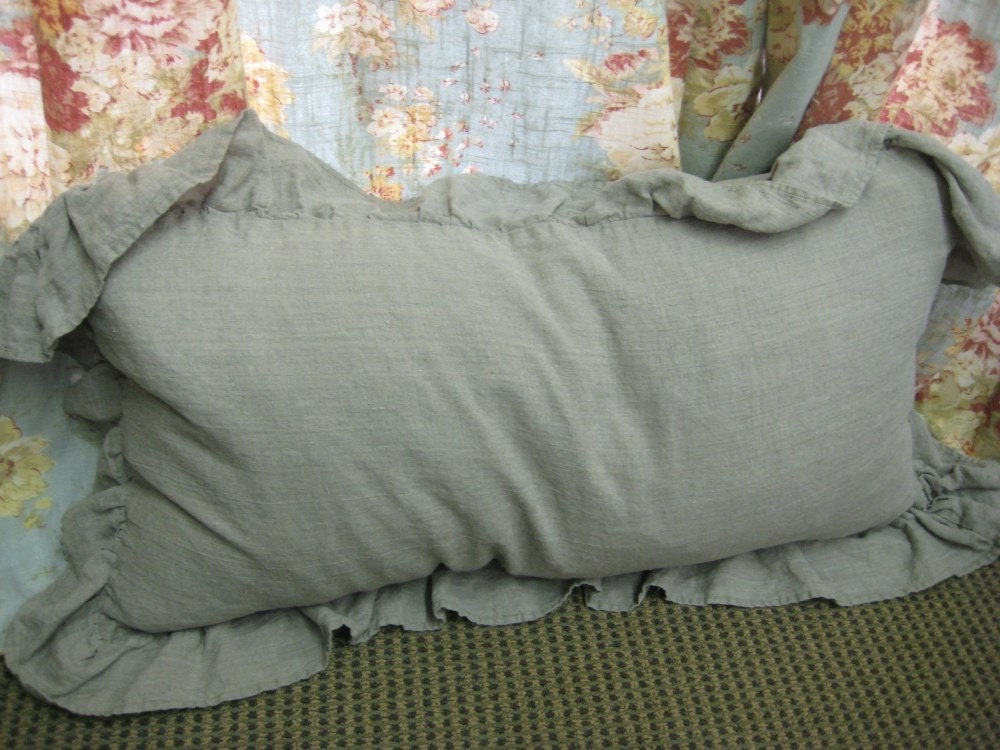 Relaxed Ruffle King Sham in Washed Natural Flax Linen