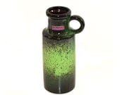 Mid-Century Modern Pottery Vase by Scheurich West Germany . Chartreuse and Avocado Drip Glaze