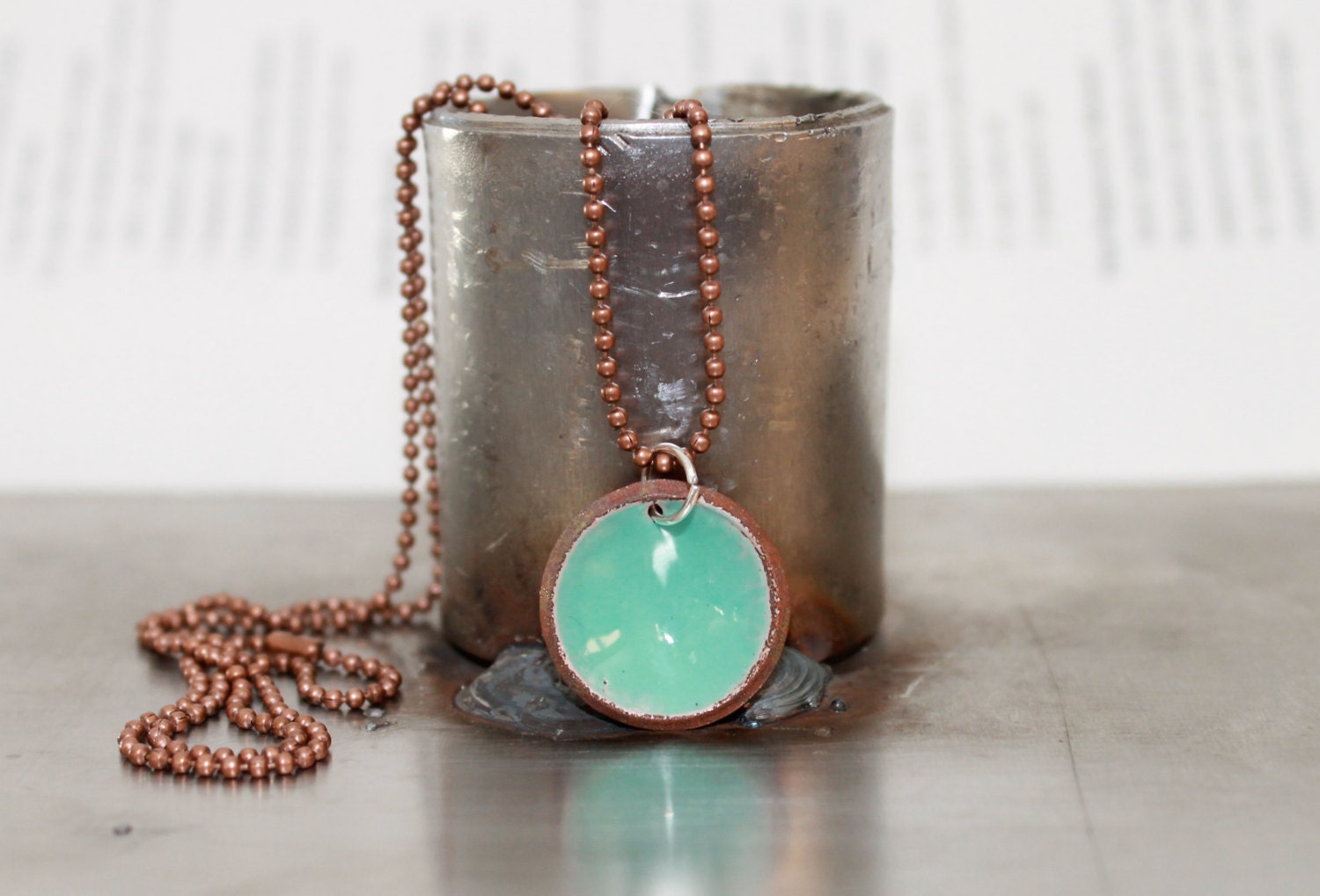 Penny Candy - Upcycled Enameled Penny Necklace - ROBIN'S EGG