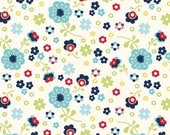 Laminated Cotton - Dress Up Days floral in blue - half yard