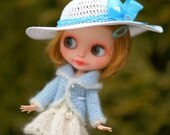 40% Off Sale Summer Hat OOAK Blythe Hat Style Paris Style Parisian Chic Whit cotton Fantasy  Hat Blythe Outfit