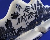 Willoware Display Rack for Spoons or Twisted Butter Knives Utensils Blue White Ceramic