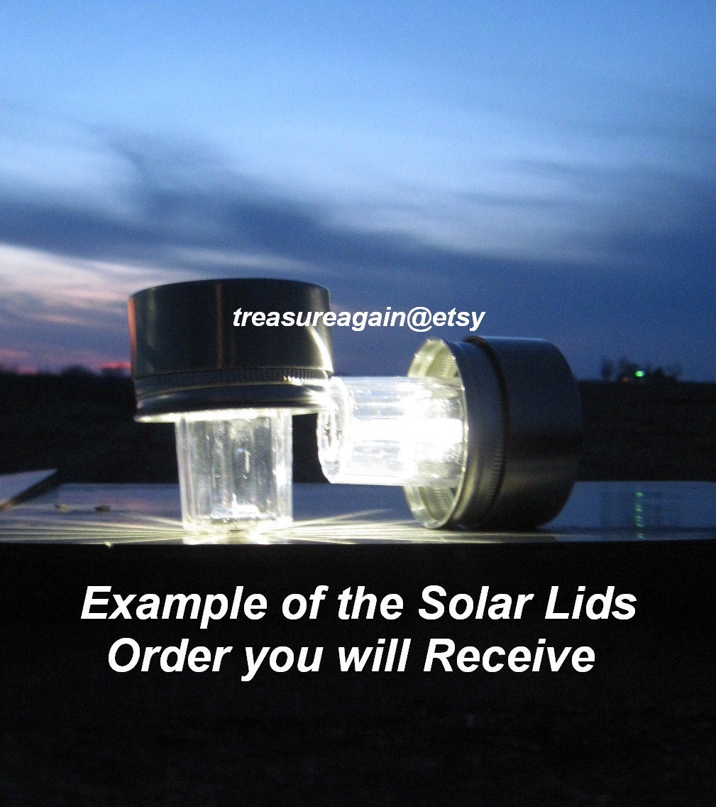 Mason Jar Solar Lids 4 Ball Jar Mason Jar Lights, Outdoor Garden Wedding Lighting, Handmade Upcycled Solar Lid Only, No Jars