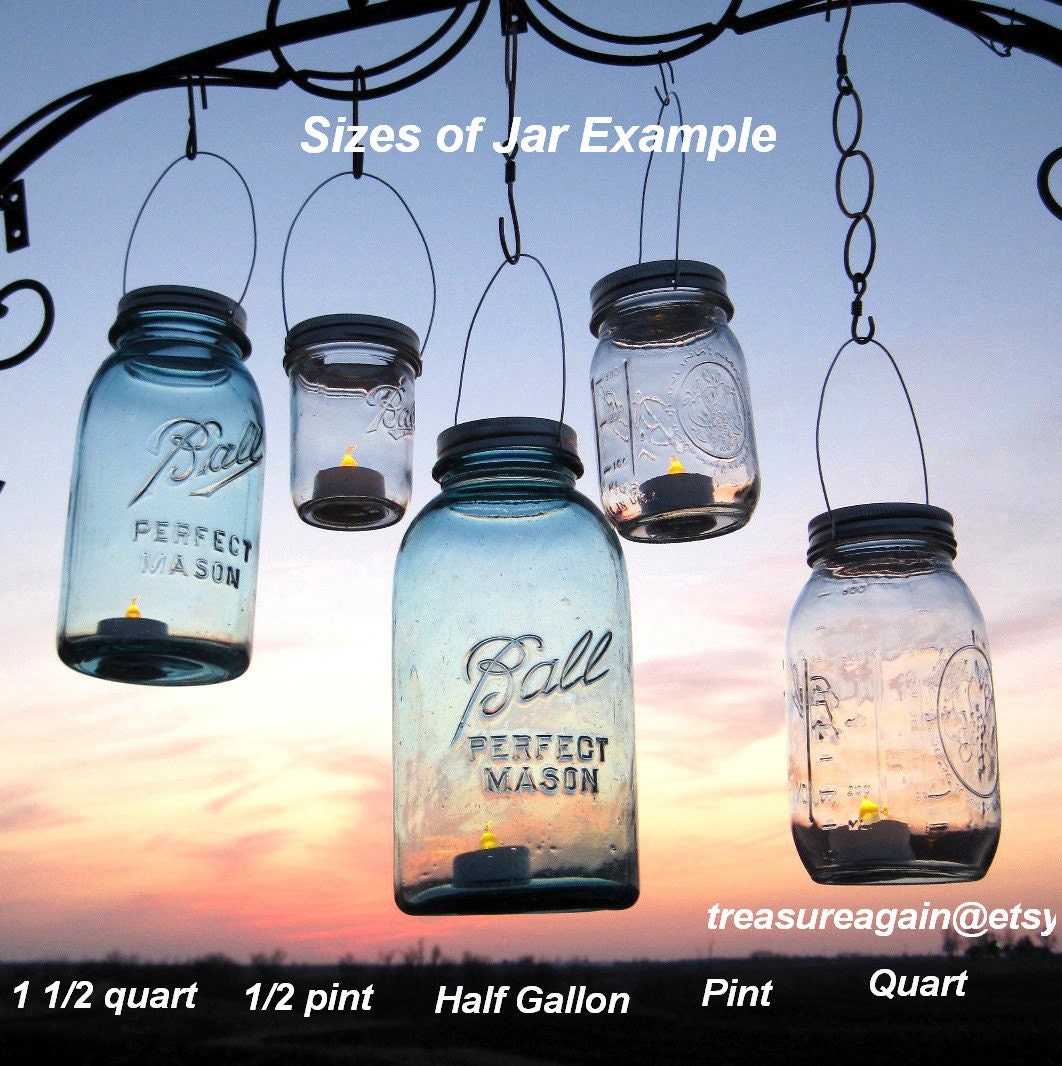 Hanging Mason Jar Lids 10 Outdoor Wedding Candle Holders DIY Canning Jar Hangers Handmade Upcycled Ball Jar Garden Party Lids Only No Jars