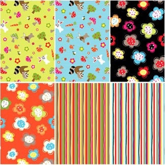 3 Yards Zippee Half Yard Woodland Quilt Fabric Medley Bunnies Racoons