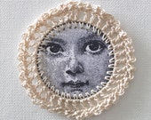 FRENCH TAG Paper Scrapbooking Embellishments Crochet NEUTRAL Handmade