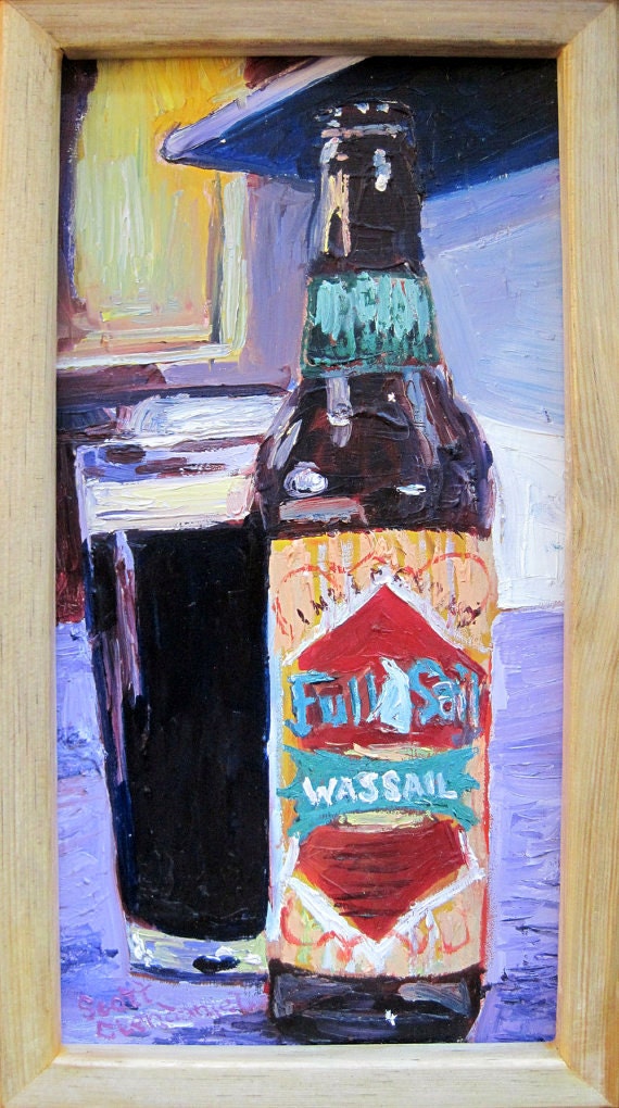 Beer Art Painting of FULL SAIL WASSAIL - Original Framed Oil Painting
