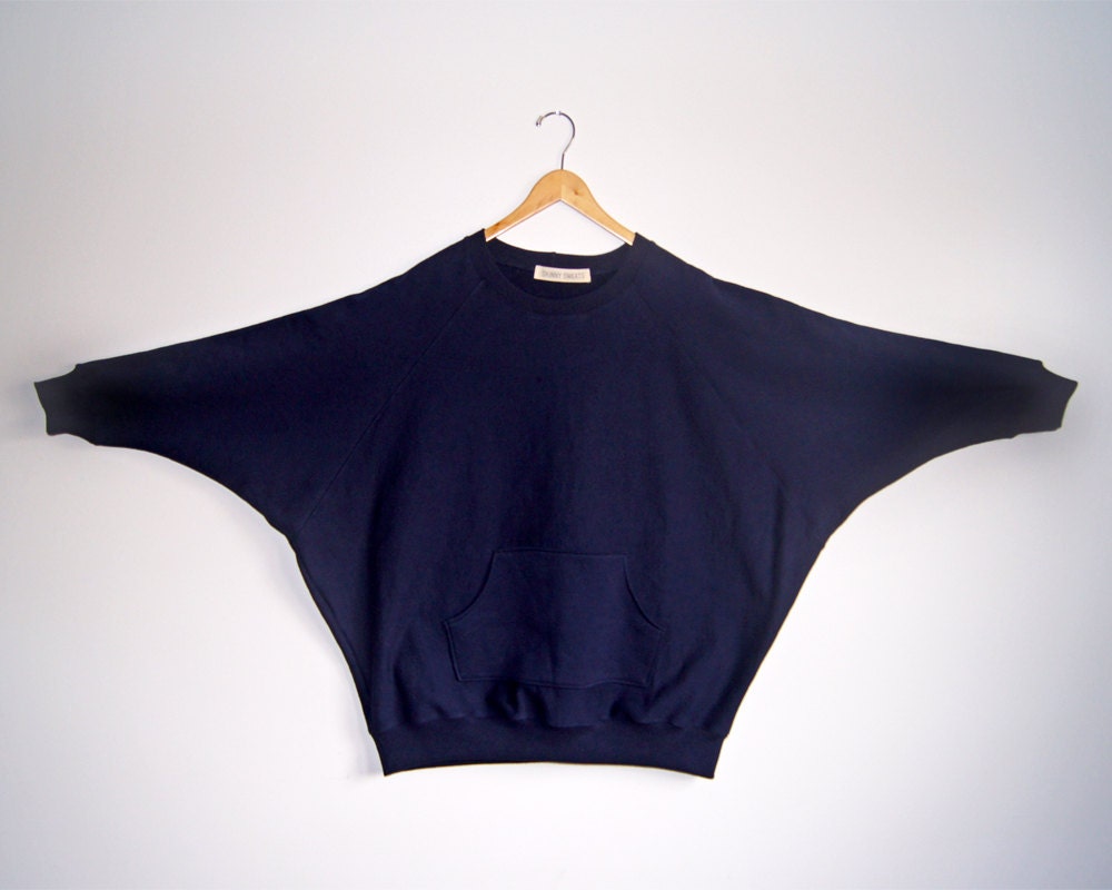 Navy Blue One Size Oversized Sweatshirt- One of A Kind