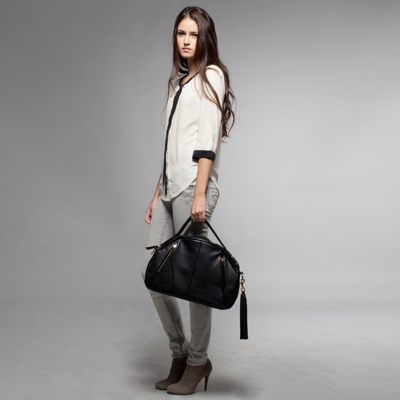 Leather Handbag - OPELLE Baby Botanist Bag - in Pebbled Leather