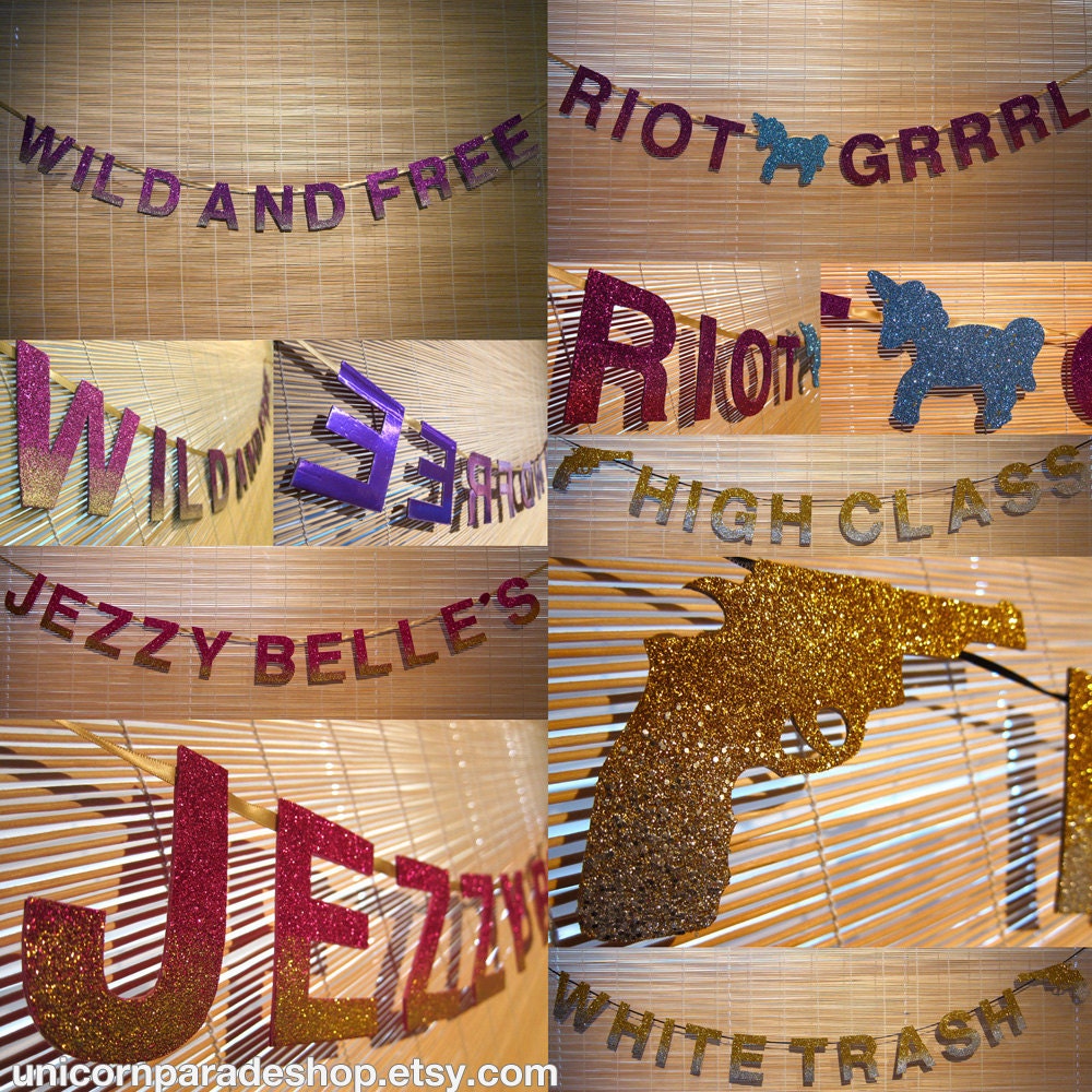 Custom Ombré Glitter Message Garland, New Colours Available