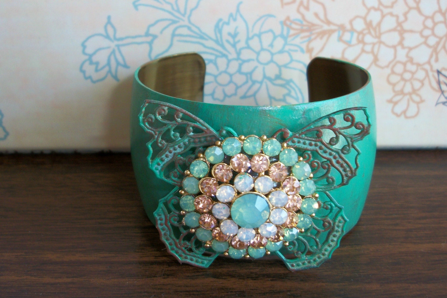 Assemblage Cuff Bracelet Butterfly Bling