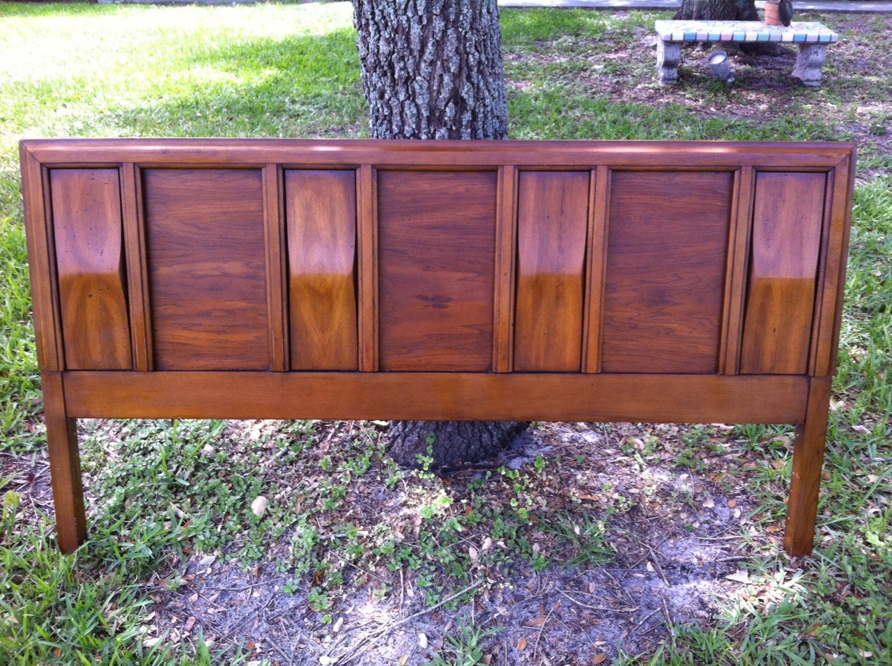 Mid Century Modern Danish Modern Style Wooden Headboard Three Dimensional Memorial Day Sale