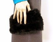 1980s Handbag / 80s Soft Black RABBIT Fur Clutch