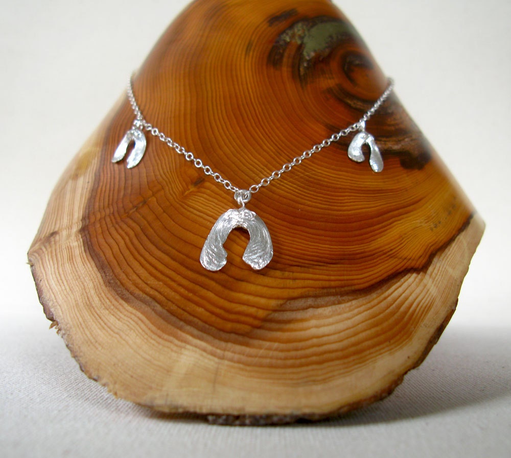 Handmade Sterling silver Acer seed pod Trio necklace