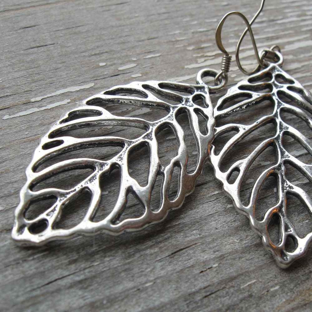 Silver Leaf Earrlings