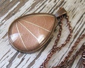 Peachy - Peach and Antique Copper Botanical Teardrop Necklace