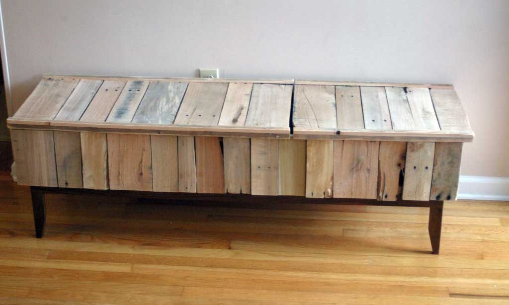 bradley - reclaimed pallet wood and walnut coffee table with storage