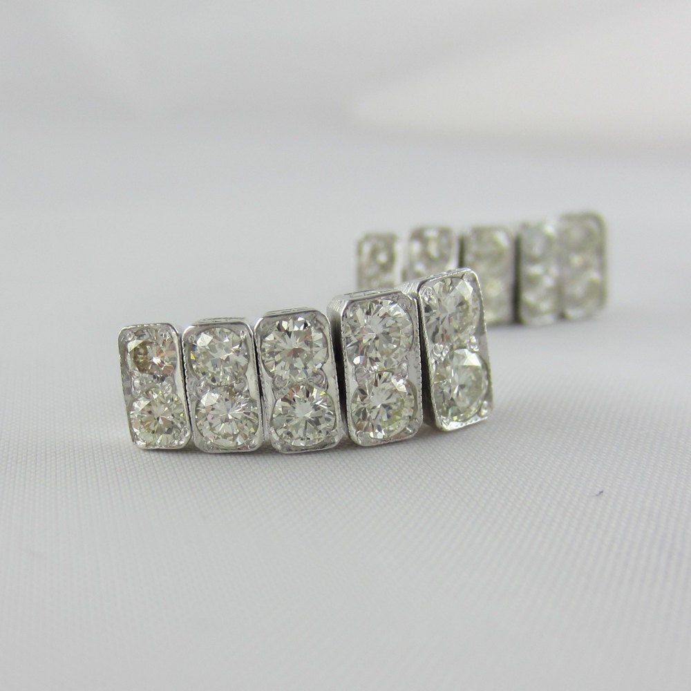 Stunning Diamond Drop Earrings. Ornate Engraving in Platinum and Gold, Circa 1920s.